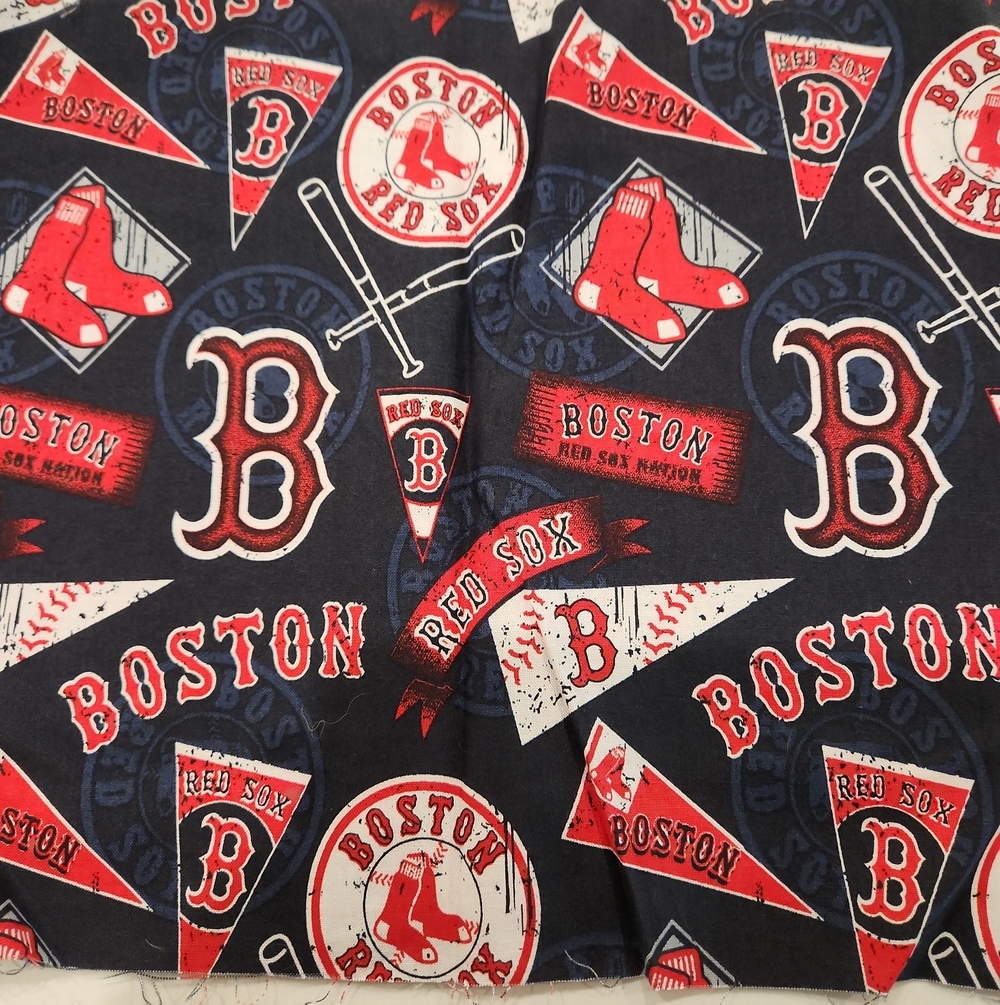 MLB Boston Red Sox Navy, Red, White Printed Fabric 1/4 Yard